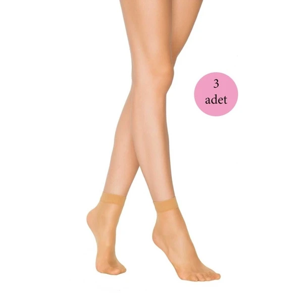 3 Adet Kadın Ten Süper 15 Mat Soket Çorap Ten ürün görseli