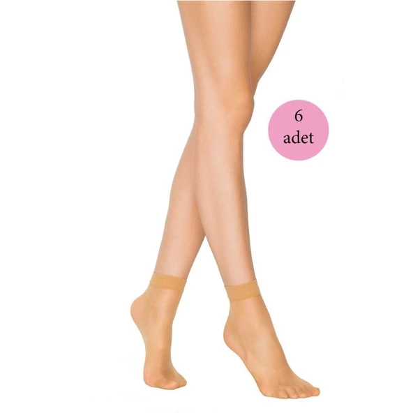 6 Adet Fit 15 Soket Ince Parlak Kısa Çorap Ten ürün görseli