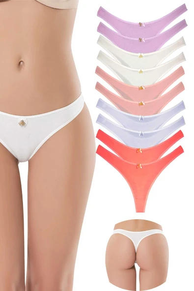 10 Adet Pamuklu Kadın Klasik Tanga Soft Renkler ürün görseli 1