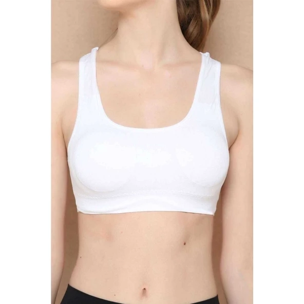 Elite Life Geniş Askılı Kadın Destekli Sporcu Büstiyer Beyaz Sütyen 777 ürün görseli