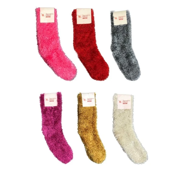 6 Adet Dikişsiz Tüylü Sıcak Tutan Ev Çorabı ürün görseli