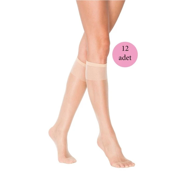 12 Adet Süper Ince 15 den Mat Pantolon Çorabı Açık Ten ürün görseli