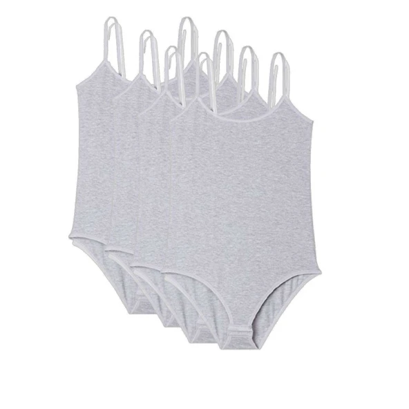 4 Adet İp Askılı Kadın Çıtçıtlı Body Gri ürün görseli