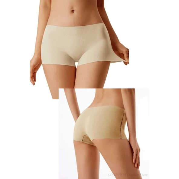 6 Adet Kadın Dikişsiz Görünmez İz Yapmaz Mini Şort Boxer Siyah Beyaz Ten - Resim 6