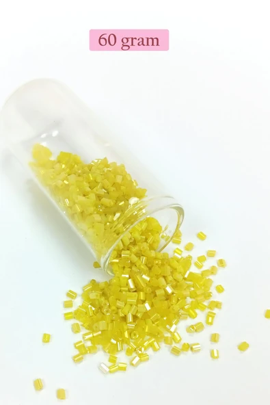 Kesme Cam Boncuk 2mm - 60 Gram - Koyu Sarı - BNC385 ürün görseli