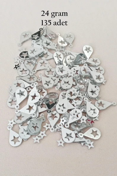 Oya Abiye Bileklik Kolye Pleksi Metalik Plastik Pul Gümüş Renk 24 gram 195 adet - BNC581 - 1