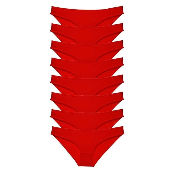 8 adet Süper Eko Set Likralı Kadın Slip Külot Kırmızı ürün görseli