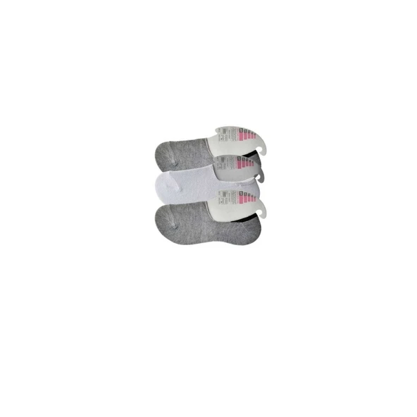 Gri ve Beyaz Kadın Babet Çorap 3 çift ürün görseli