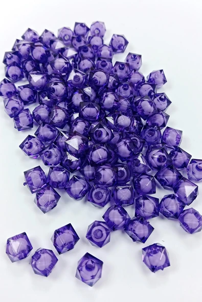 Küp Boncuk İçten Boncuklu Bileklik Çanta Boncuğu 10 mm 50 gr Eflatun - BNC458 ürün görseli