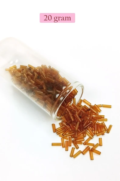 Uzun Boru Kesme Boncuk Çap 2mm Uzunluk 10 mm - 20 Gram - Şeffaf Gold - BNC254 ürün görseli