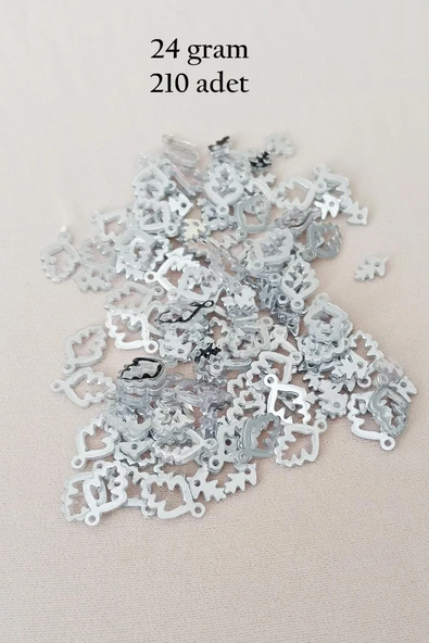 Oya Abiye Bileklik Kolye Pleksi Metalik Plastik Pul Gümüş Renk 24 gram 210 adet - BNC573