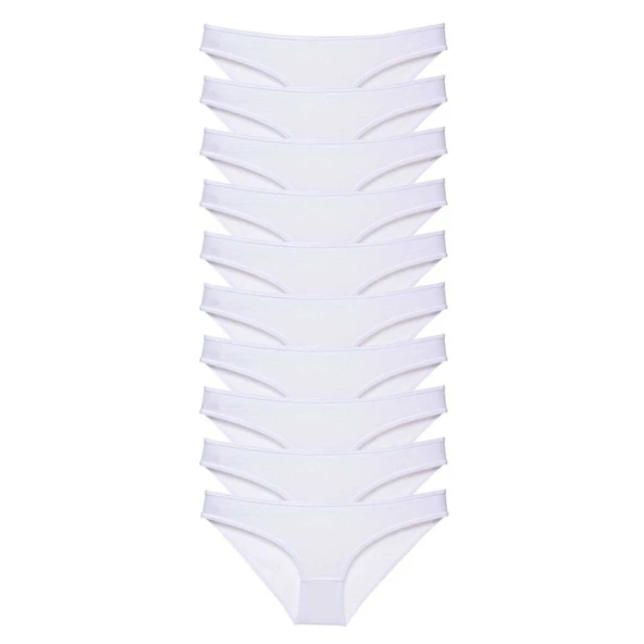 10 adet Süper Eko Set Likralı Kadın Slip Külot Beyaz ürün görseli