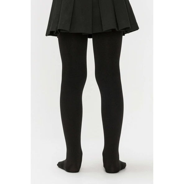 Kız Çocuk Pamuklu Külotlu Çorap Siyah - Resim 2