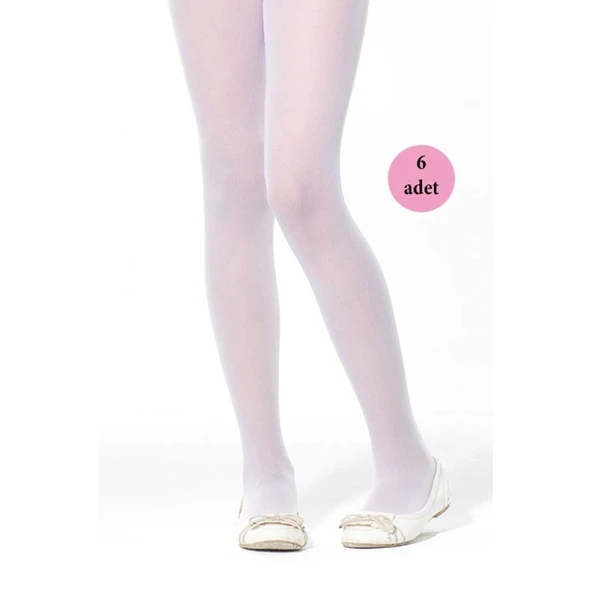 6 Adet Opak Külotlu Çocuk Çorabı 40 denye Beyaz ürün görseli