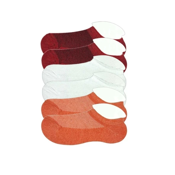 6 Adet Çocuk Sneaker Patik Çorap Bordo Beyaz Turuncu ürün görseli