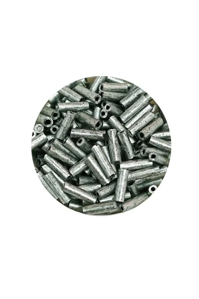 Uzun Boru Kesme Boncuk Çap 2mm Uzunluk 10 mm - 20 Gram - Desenli Gümüş - BNC244 - Resim 2