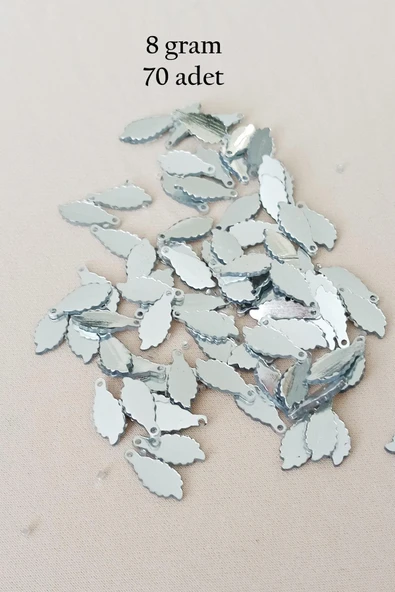 Oya Abiye Bileklik Kolye Pleksi Metalik Plastik Pul Gümüş Renk 8 gram 70 adet - BNC512 - 1