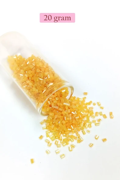 Kesme Cam Boncuk 2mm - 20 Gram - Şeffaf Koyu Sarı -BNC313 ürün görseli