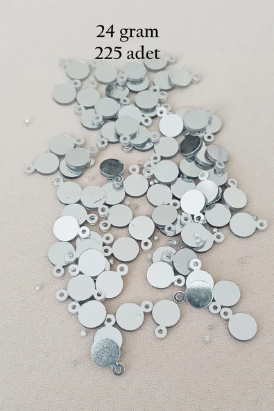 Oya Abiye Bileklik Kolye Pleksi Metalik Plastik Pul Gümüş Renk 24 gram 225 adet - BNC580 - 1