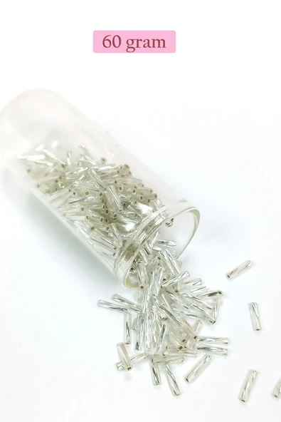 Uzun Boru Kesme Boncuk Çap 2mm Uzunluk 10 mm - 60 Gram - Parlak Gümüş - BNC296 ürün görseli