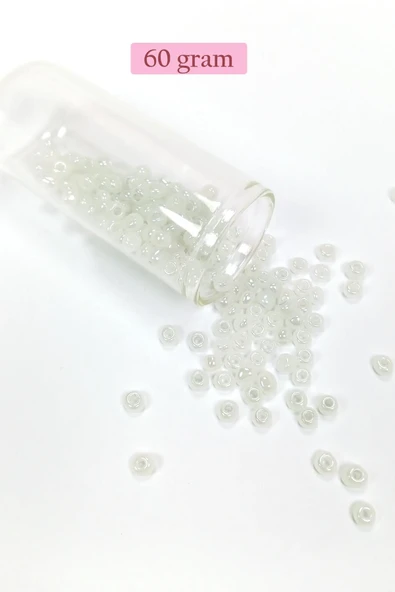 Dökme Cam Kum Boncuk Büyük Boy (6/0) 4 mm - 60 Gram - İnci Beyaz - BNC117 ürün görseli
