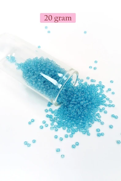 Dökme Cam Kum Boncuk (11/0) 2 mm - 20 Gram - Şeffaf Camgöbeği - BNC023 ürün görseli