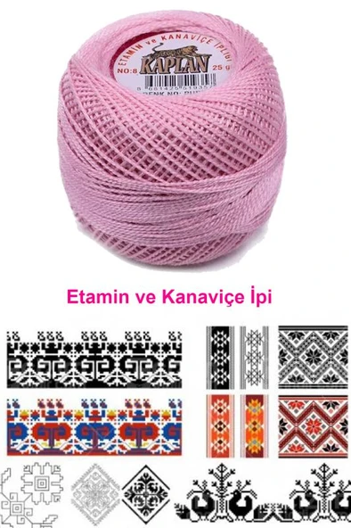 Kaplan Etamin Ve Kanaviçe İpi 8 No Kod/Renk: PUDRA - Royaleks - Resim 2