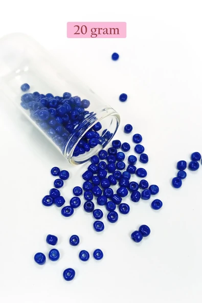 Dökme Cam Kum Boncuk Büyük Boy (6/0) 4 mm - 20 Gram - Koyu Mavi - BNC103 ürün görseli