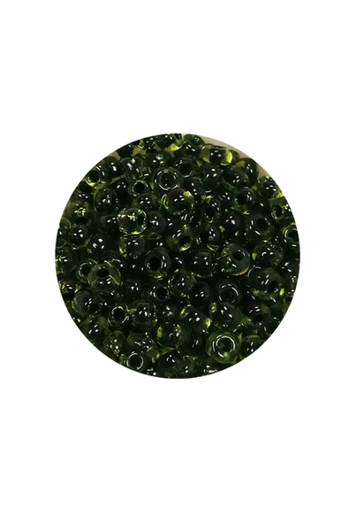 Dökme Cam Kum Boncuk (8/0) 3 mm - 60 Gram - Şeffaf Yeşil Siyah - BNC220 - Resim 2
