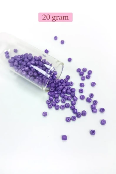 Dökme Cam Kum Boncuk Büyük Boy (6/0) 4 mm - 20 Gram - Mor - BNC80
