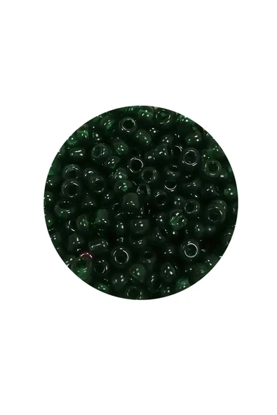 Dökme Cam Kum Boncuk (8/0) 3 mm - 20 Gram - Şeffaf Koyu Yeşil - BNC155 - Resim 2