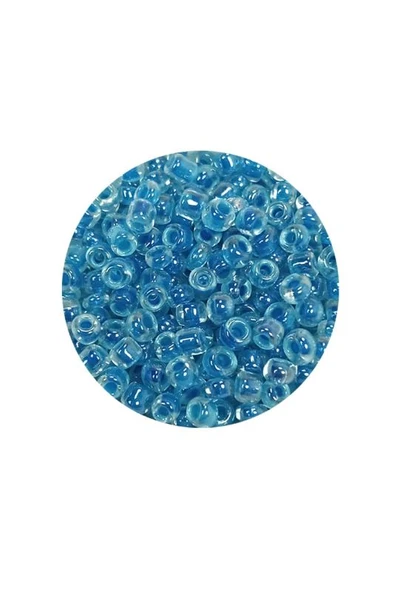 Dökme Cam Kum Boncuk (8/0) 3 mm - 60 Gram - Şeffaf Gök Mavi - BNC214 - Resim 2