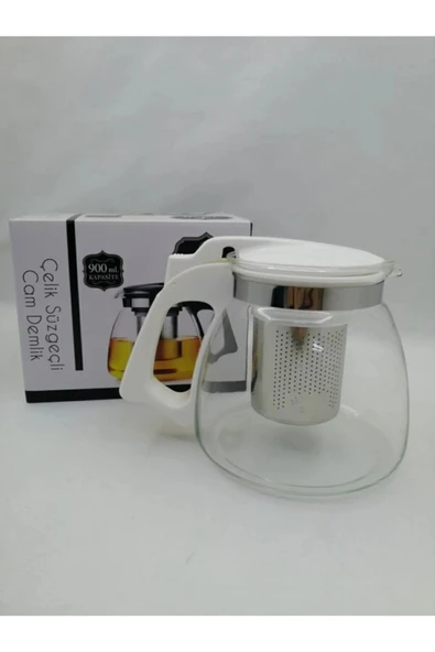 Çelik Süzgeçli Cam Demlik 900 Ml. Royaleks-8882 - Resim 2