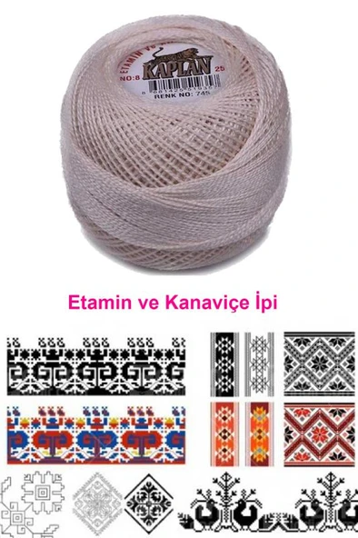 Kaplan Etamin Ve Kanaviçe İpi 8 No Kod/Renk: 745 - Royaleks - Resim 2