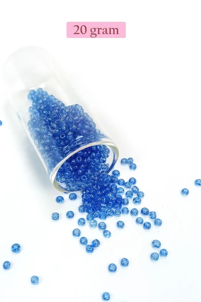 Dökme Cam Kum Boncuk (8/0) 3 mm - 20 Gram - Şeffaf Açık Mavi - BNC163 ürün görseli