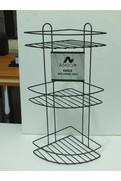 Köşelik Banyo 3 Raflı Siyah Metal Royaleks-56574 - Resim 2