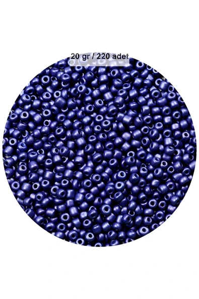 Lacivert Renk 4 mm Yaklaşık 220 adet/20 gram Cam Boncuk Oya Yazma Bileklik ve Kolye - 1