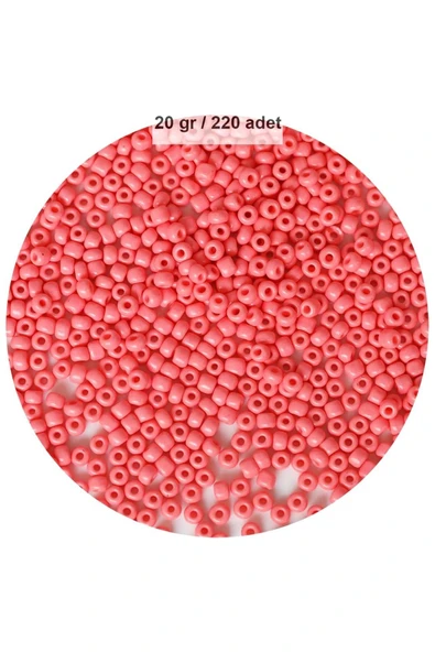 Pembe Renk 4 mm Yaklaşık 220 adet/20 gram Cam Boncuk Oya Yazma Bileklik ve Kolye - 1