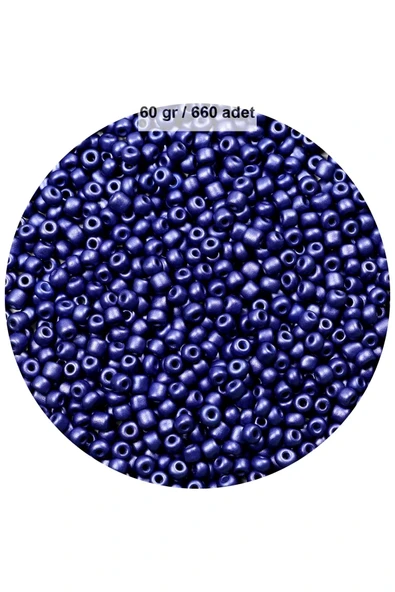 Lacivert Renk 4 mm Yaklaşık 660 adet / 60 gram Cam Boncuk Oya Yazma Bileklik ve Kolye ürün görseli