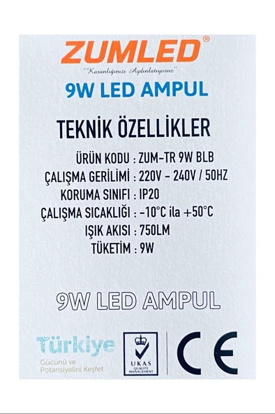 Zumled 9W Beyaz LED Ampul Royaleks-201 - Resim 2