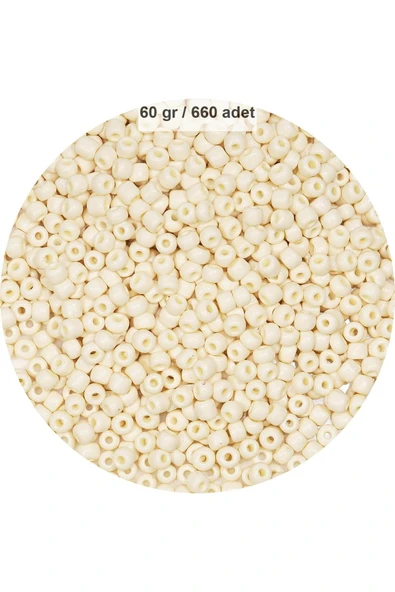 Beyaz Renk 4 mm Yaklaşık 660 adet / 60 gram Cam Boncuk Oya Yazma Bileklik ve Kolye ürün görseli