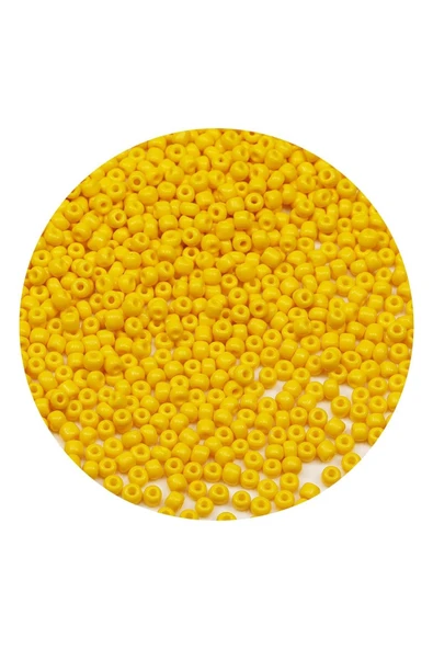 Sarı Renk 4 mm Yaklaşık 220 adet/20 gram Cam Boncuk Oya Yazma Bileklik ve Kolye - 4