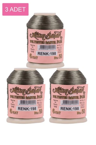 3 Adet Altınbaşak Oya ve Dantel İpi 20 gr - Royaleks - No: 198 ürün görseli