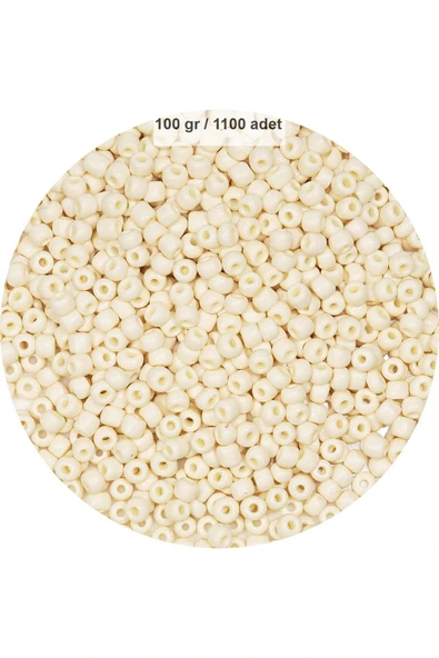 Beyaz Renk 4 mm Yaklaşık 1100 adet / 100 gram Cam Boncuk Oya Yazma Bileklik ve Kolye - 1