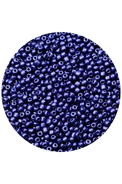 Lacivert Renk 4 mm Yaklaşık 1100 adet / 100 gram Cam Boncuk Oya Yazma Bileklik ve Kolye - 3