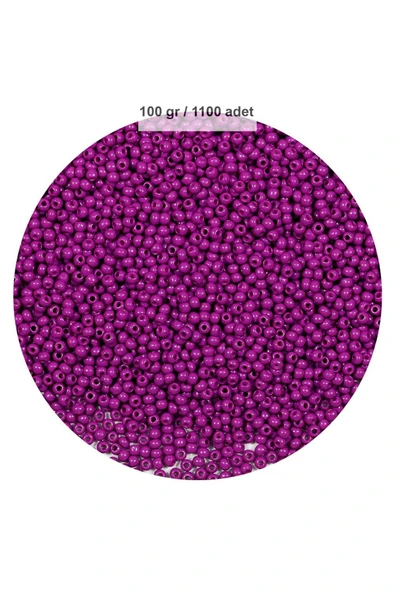Fuşya Renk 4 mm Yaklaşık 1100 adet / 100 gram Cam Boncuk Oya Yazma Bileklik ve Kolye - 1