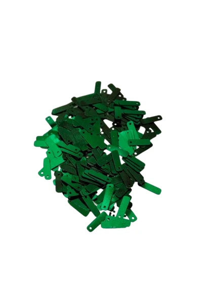 Koyu Yeşil 15 x 5 mm Dantel Oya Yazma Halhal Abiye Lazer Kesim Pul 600 adet / 24 gram - Resim 3