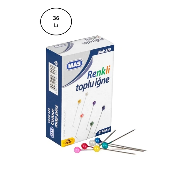 Mas 320 Renki Başlı Toplu İğne 32 Mm 36'lı ürün görseli