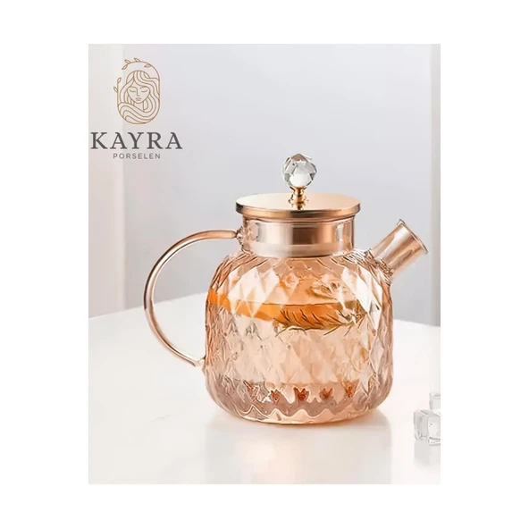 Kabartmalı Borosilikat Cam Demlik 1000ml Royaleks-CM-2006 ürün görseli