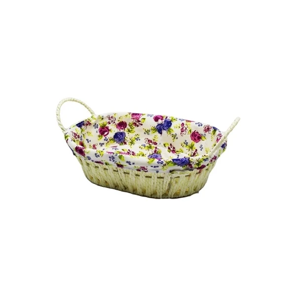 Yakut Renkli Bezli Oval Hasır Ekmek Sepeti 8821 ürün görseli 1